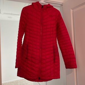 The North Face Red Mid Length Puffer Coat